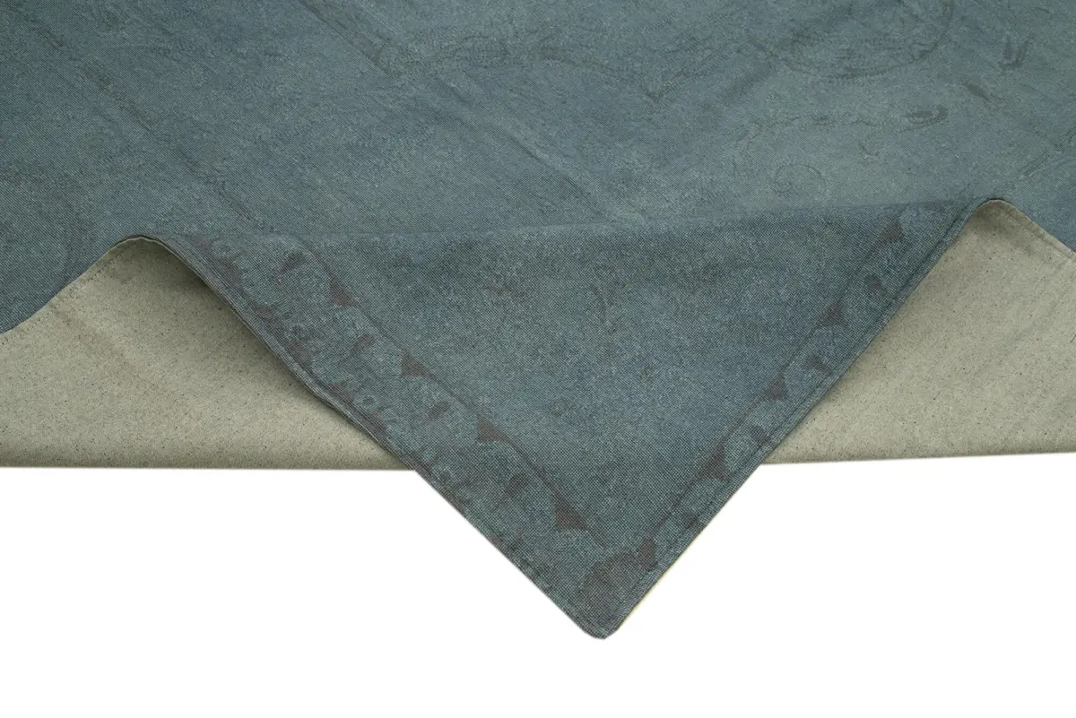 Needlepoint Gri Pamuk Üzerine Yün El Dokuma Halı-274x382 - Görsel 6