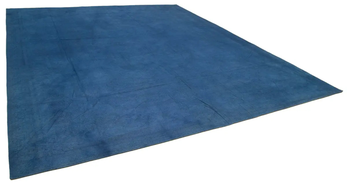 Needlepoint Mavi Pamuk Üzerine Yün El Dokuma Halı-347x410 - Görsel 2