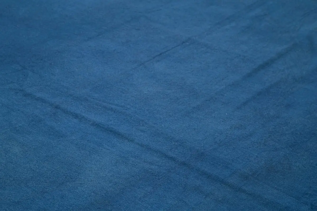 Needlepoint Mavi Pamuk Üzerine Yün El Dokuma Halı-347x410 - Görsel 5