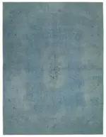 Needlepoint Mavi Pamuk Üzerine Yün El Dokuma Halı-342x446