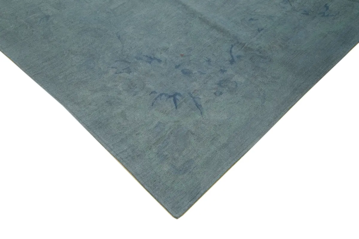 Needlepoint Mavi Pamuk Üzerine Yün El Dokuma Halı-342x446 - Görsel 4