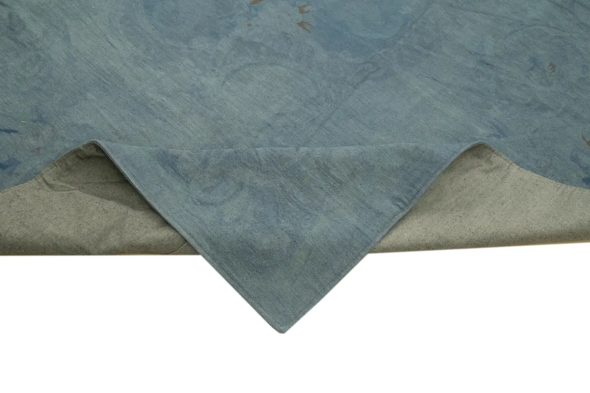 Needlepoint Mavi Pamuk Üzerine Yün El Dokuma Halı-342x446 - Görsel 6