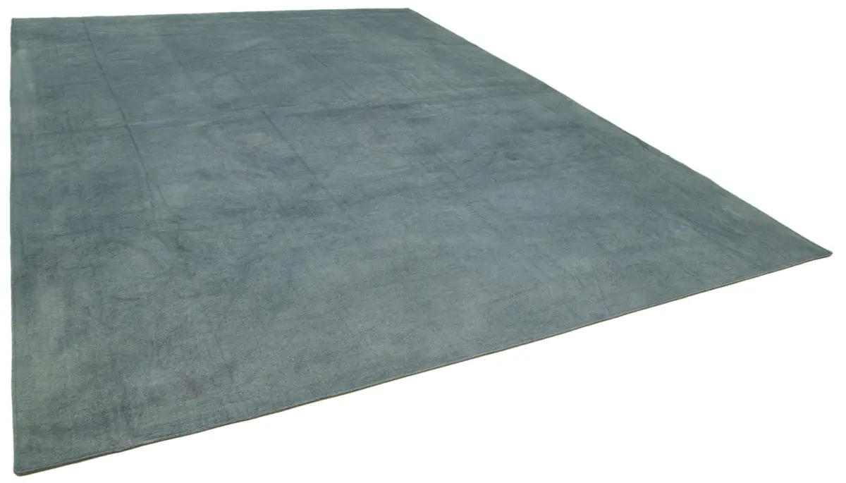 Needlepoint Mavi Pamuk Üzerine Yün El Dokuma Halı-342x460 - Görsel 2