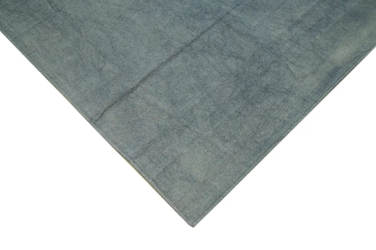 Needlepoint Mavi Pamuk Üzerine Yün El Dokuma Halı-342x460 - Görsel 4