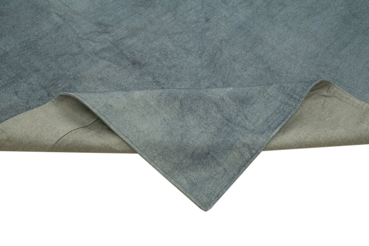 Needlepoint Mavi Pamuk Üzerine Yün El Dokuma Halı-342x460 - Görsel 6