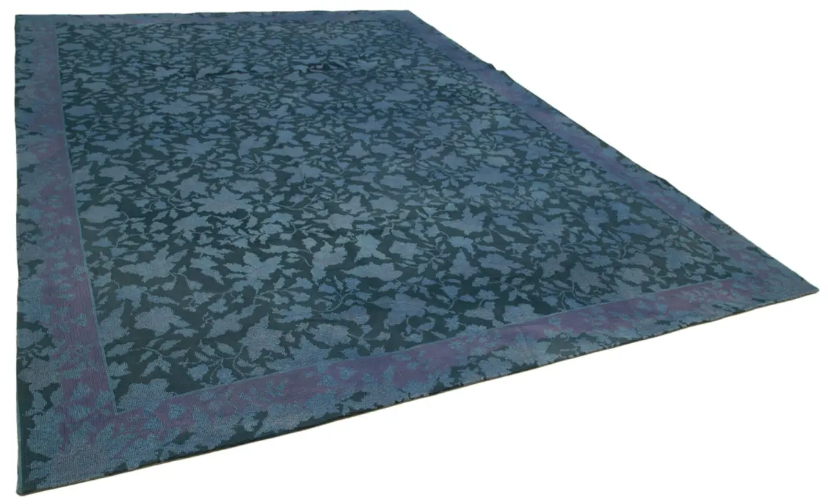 Needlepoint Mavi Pamuk Üzerine Yün El Dokuma Halı-292x395 - Görsel 2