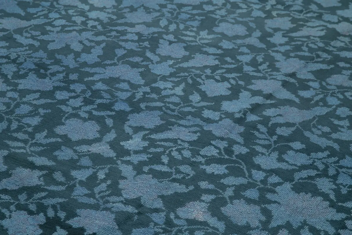 Needlepoint Mavi Pamuk Üzerine Yün El Dokuma Halı-292x395 - Görsel 5