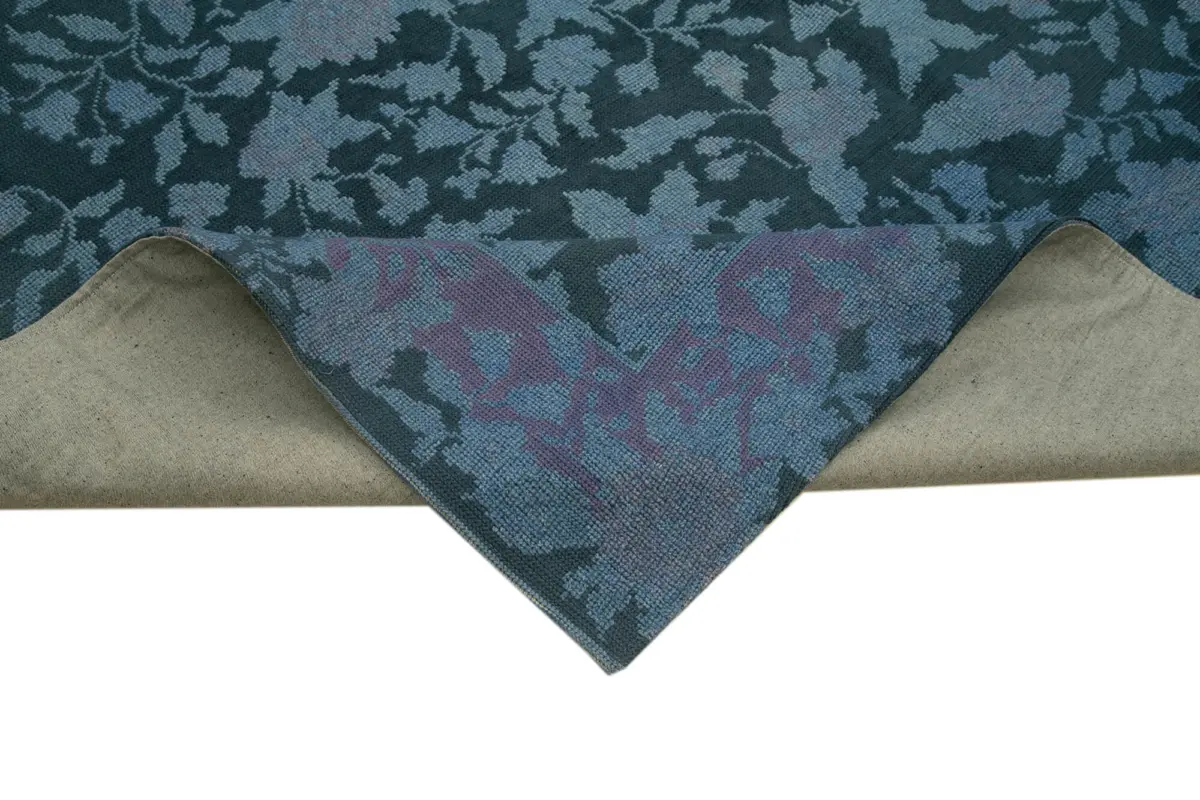 Needlepoint Mavi Pamuk Üzerine Yün El Dokuma Halı-292x395 - Görsel 6