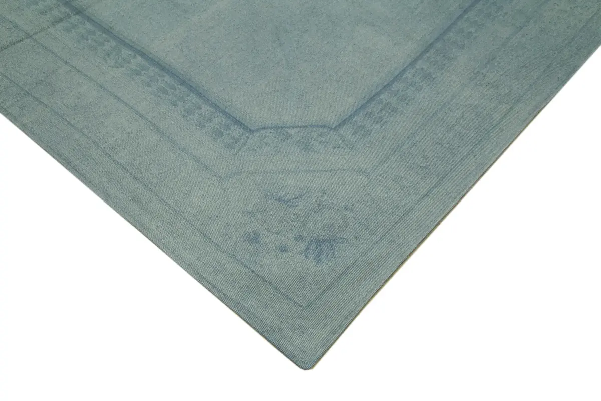 Needlepoint Mavi Pamuk Üzerine Yün El Dokuma Halı-276x388 - Görsel 4