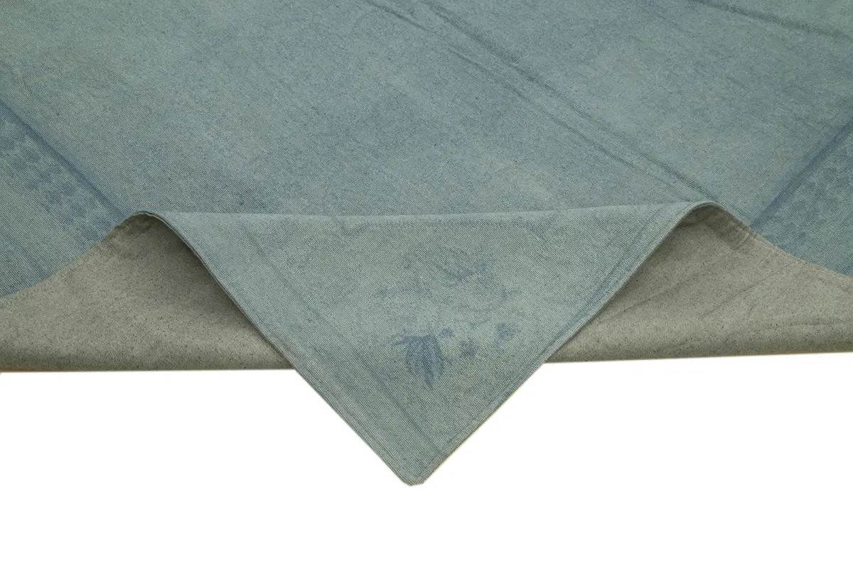 Needlepoint Mavi Pamuk Üzerine Yün El Dokuma Halı-276x388 - Görsel 6