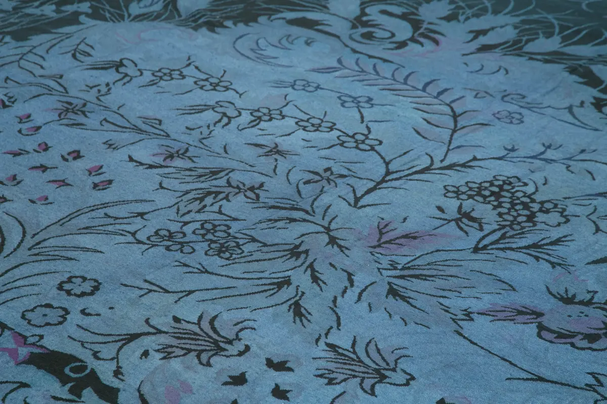 Needlepoint Mor Pamuk Üzerine Yün El Dokuma Halı-358x422 - Görsel 5