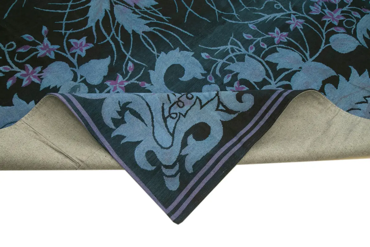 Needlepoint Mor Pamuk Üzerine Yün El Dokuma Halı-358x422 - Görsel 6