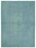 Needlepoint Mavi Pamuk Üzerine Yün El Dokuma Halı-287x386