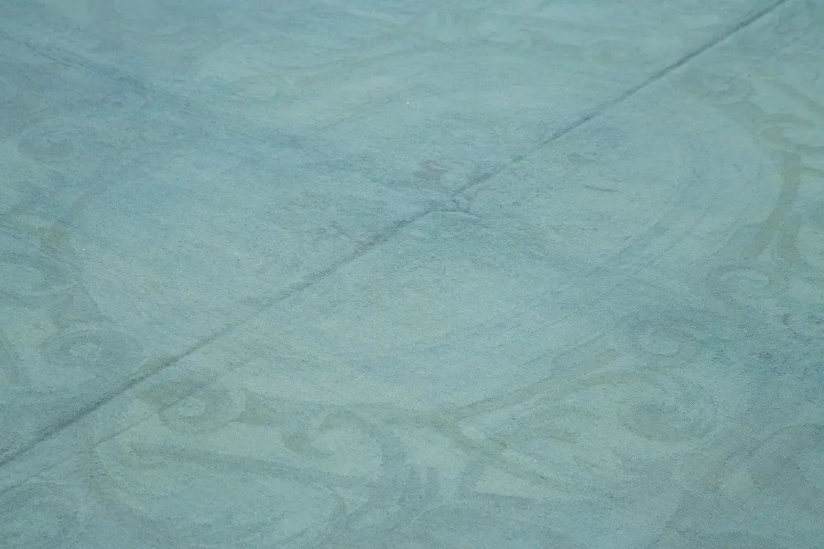 Needlepoint Mavi Pamuk Üzerine Yün El Dokuma Halı-287x386 - Görsel 5