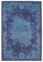 Needlepoint Mavi Pamuk Üzerine Yün El Dokuma Halı-308x446