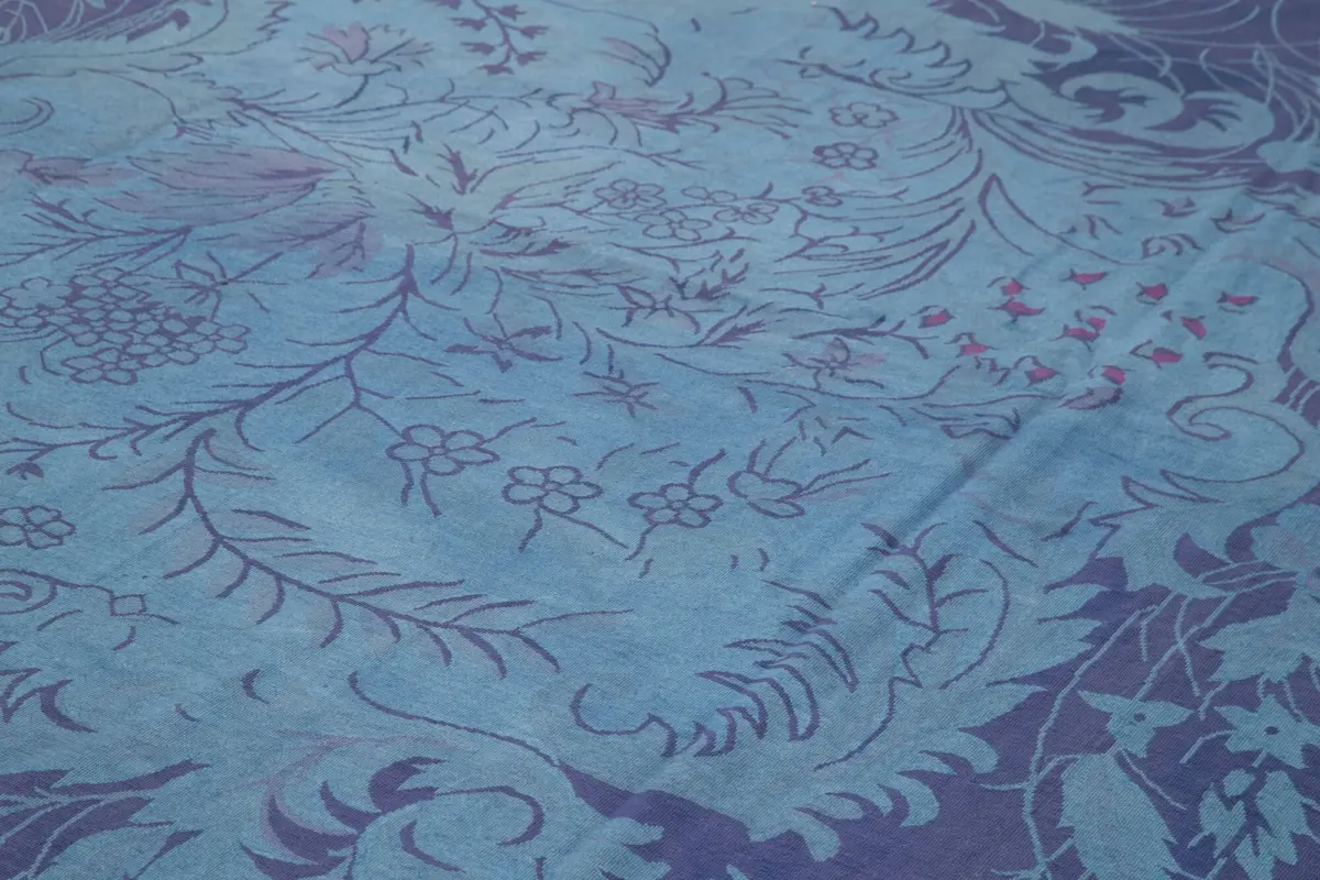 Needlepoint Mavi Pamuk Üzerine Yün El Dokuma Halı-308x446 - Görsel 5