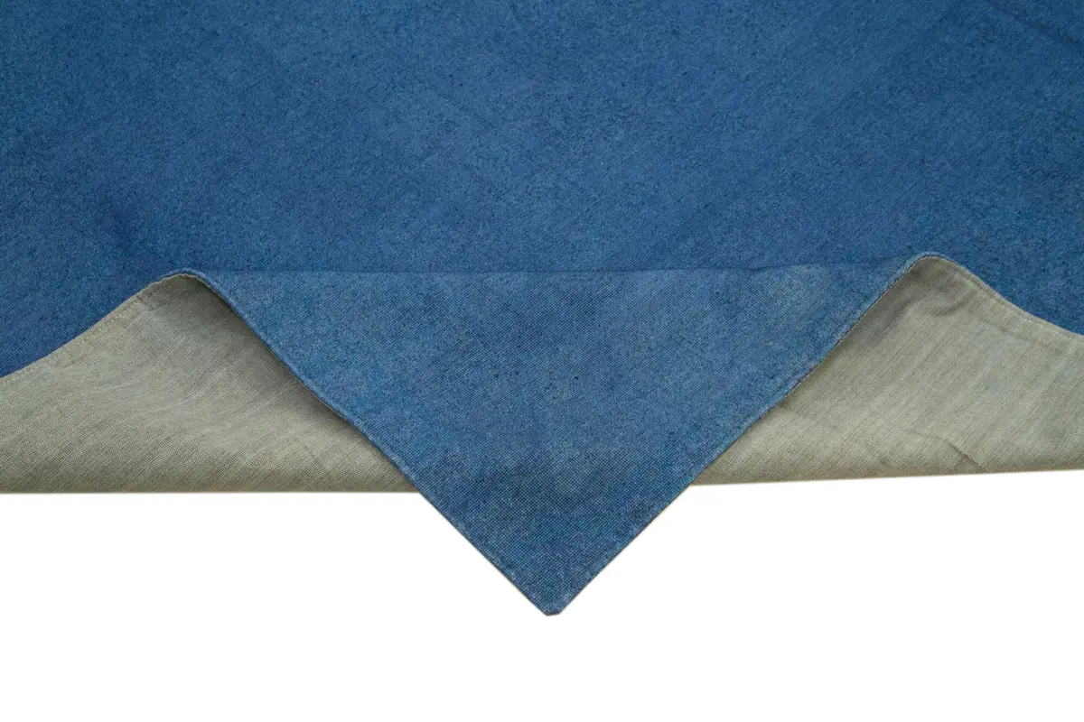 Needlepoint Mavi Pamuk Üzerine Yün El Dokuma Halı-281x392 - Görsel 6