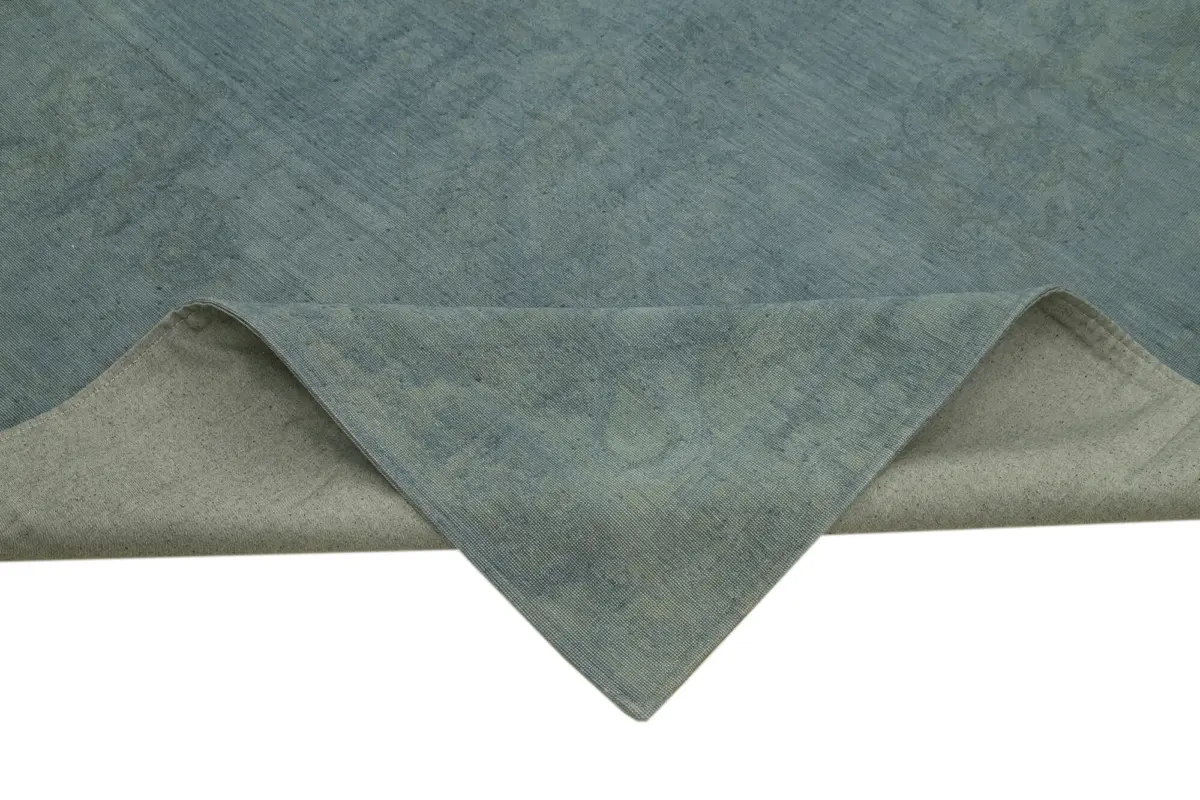 Needlepoint Mavi Pamuk Üzerine Yün El Dokuma Halı-325x439 - Görsel 6