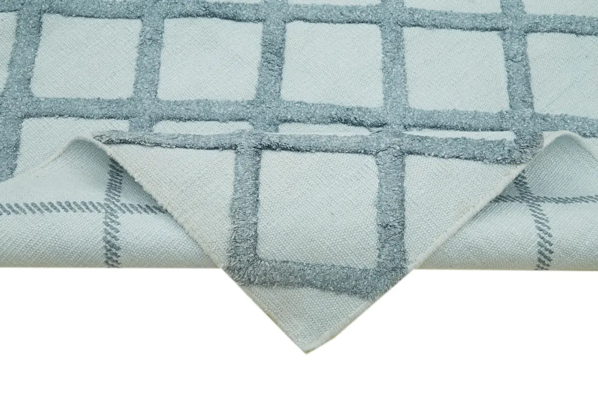 Nepal Mavi Pamuk Üzerine Yün El Dokuma Halı-274x366 - Görsel 6