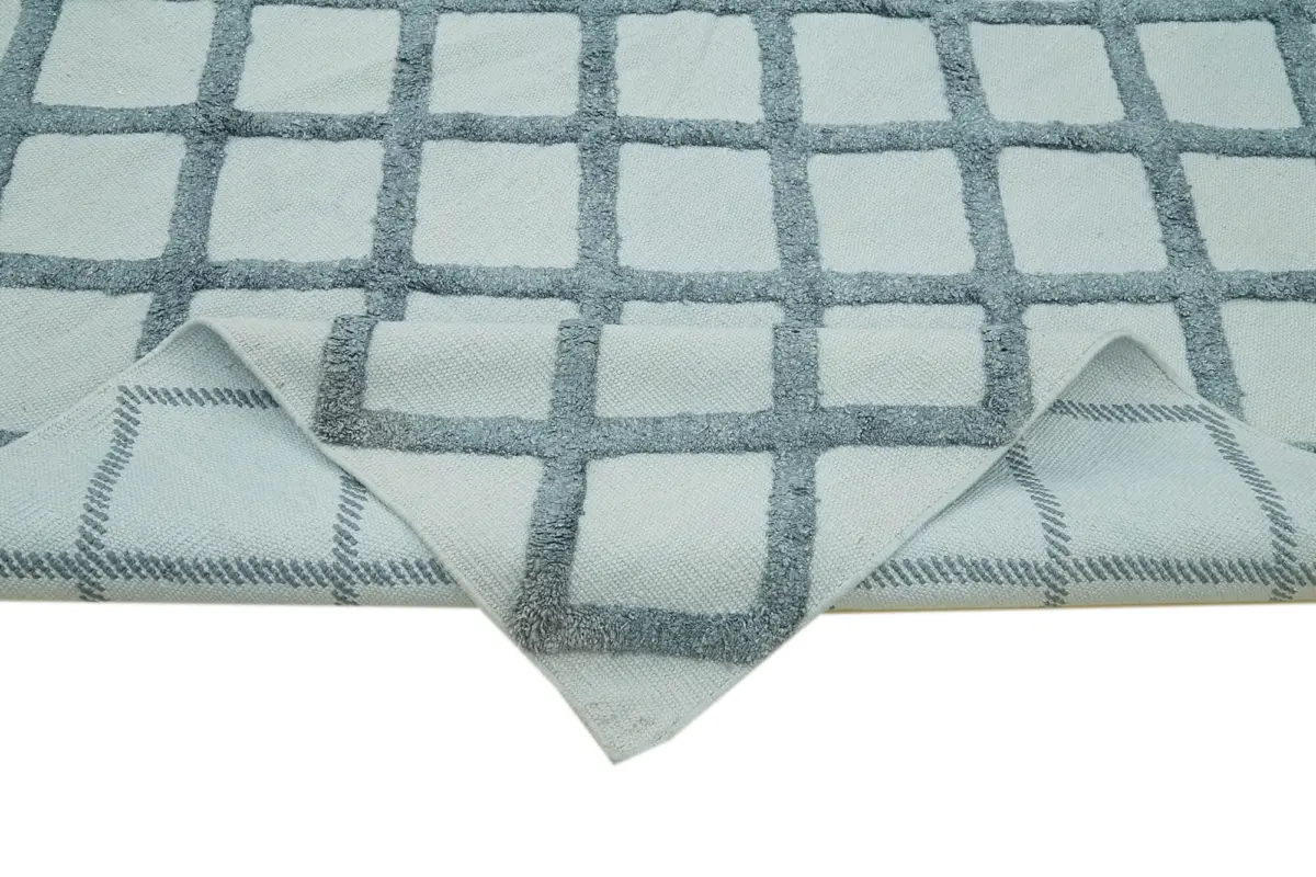 Nepal Mavi Pamuk Üzerine Yün El Dokuma Halı-274x366 - Görsel 6