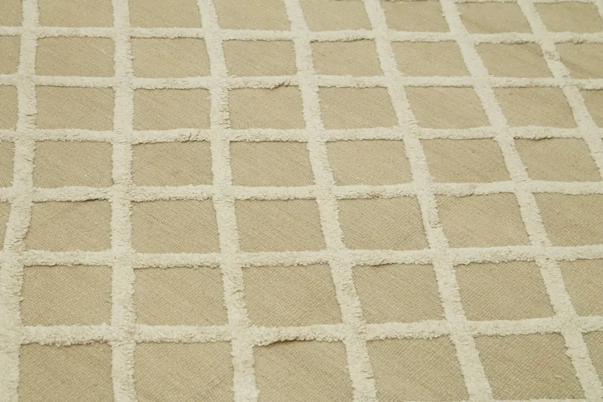 Nepal Bej Pamuk Üzerine Yün El Dokuma Halı-274x366 - Görsel 5