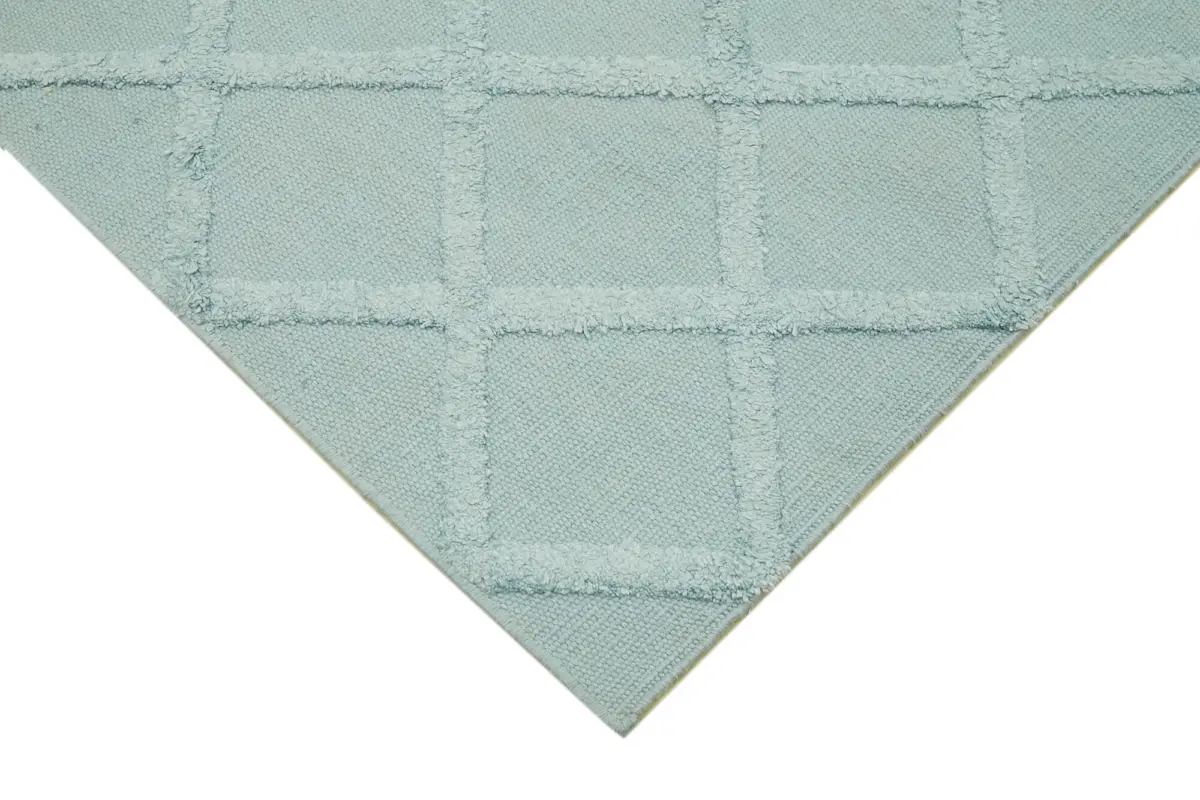 Nepal Mavi Pamuk Üzerine Yün El Dokuma Halı-262x305 - Görsel 4