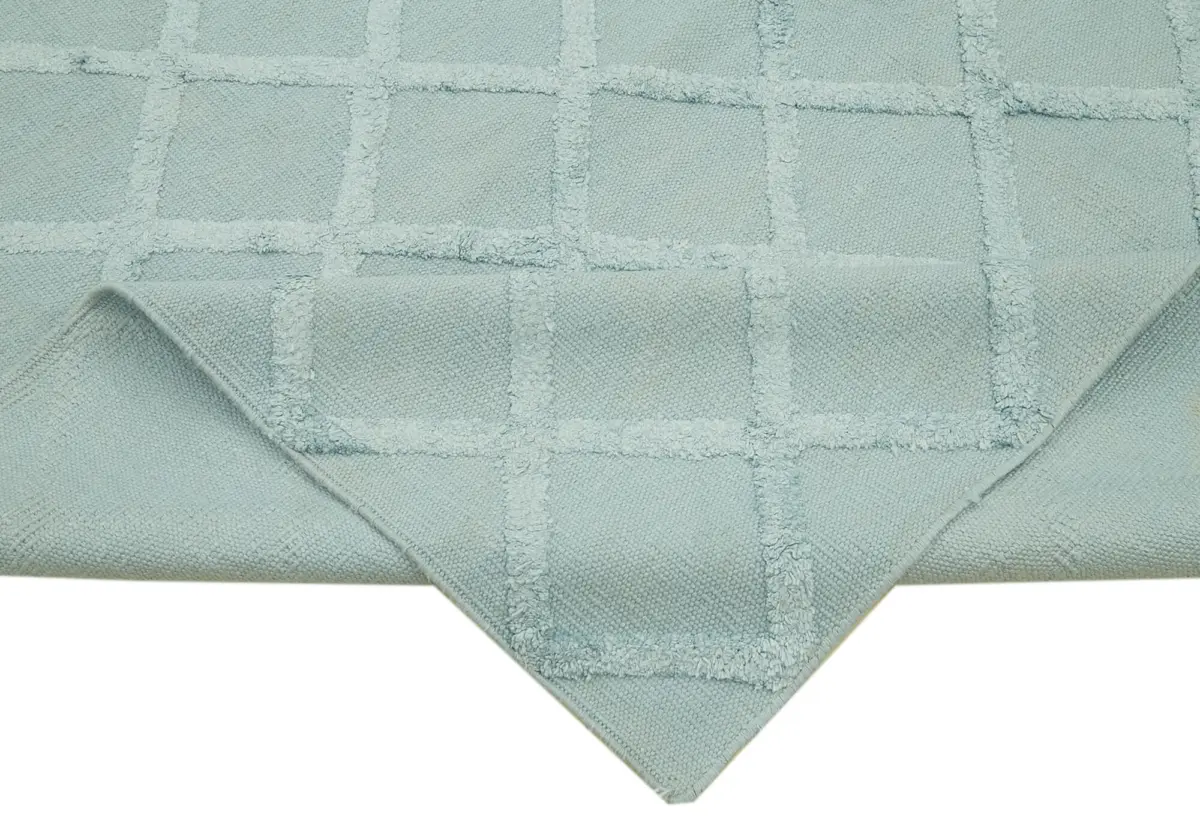 Nepal Mavi Pamuk Üzerine Yün El Dokuma Halı-262x305 - Görsel 6