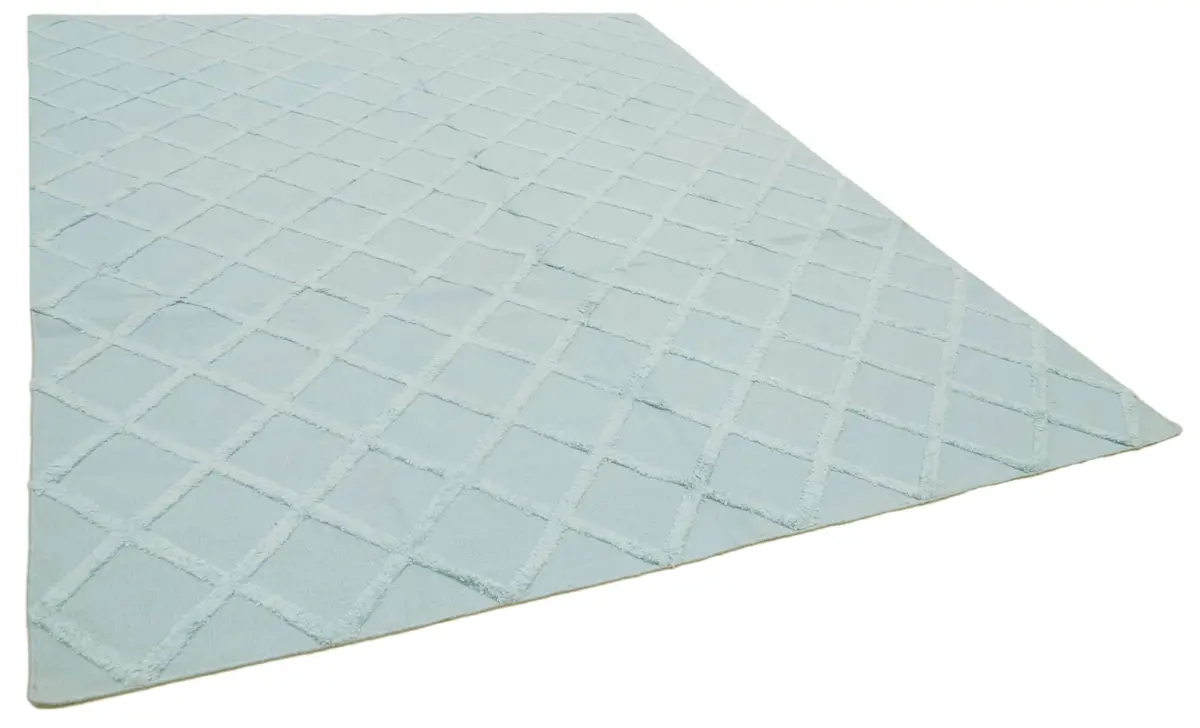 Nepal Mavi Pamuk Üzerine Yün El Dokuma Halı-244x305 - Görsel 2