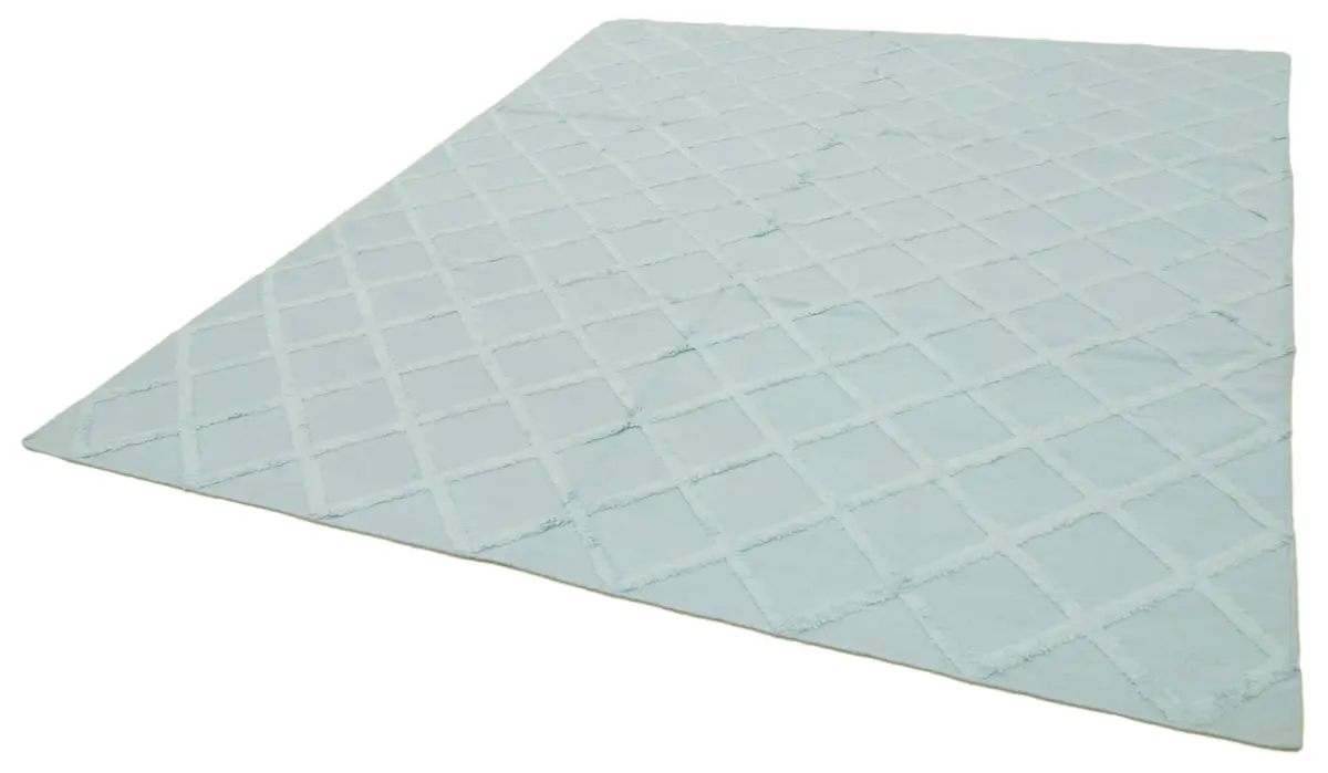 Nepal Mavi Pamuk Üzerine Yün El Dokuma Halı-244x305 - Görsel 3