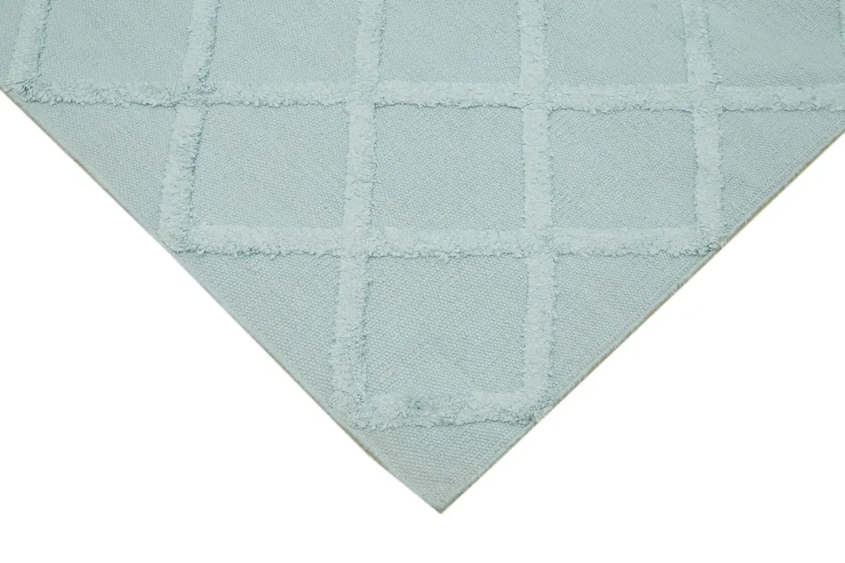 Nepal Mavi Pamuk Üzerine Yün El Dokuma Halı-244x305 - Görsel 4