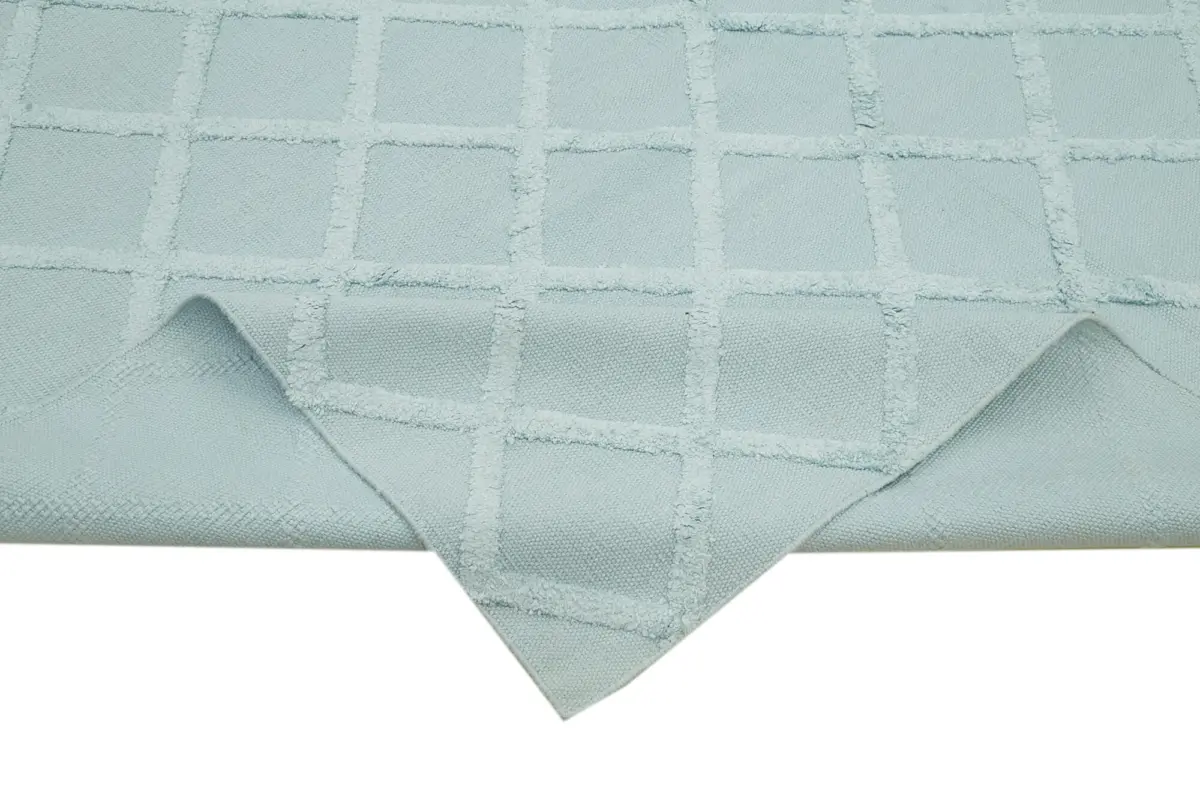 Nepal Mavi Pamuk Üzerine Yün El Dokuma Halı-244x305 - Görsel 6