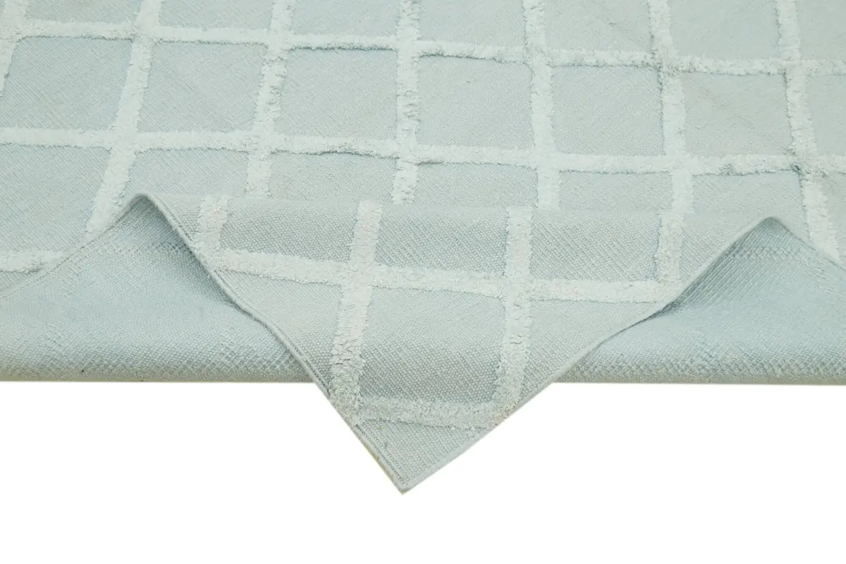 Nepal Mavi Pamuk Üzerine Yün El Dokuma Halı-244x305 - Görsel 6