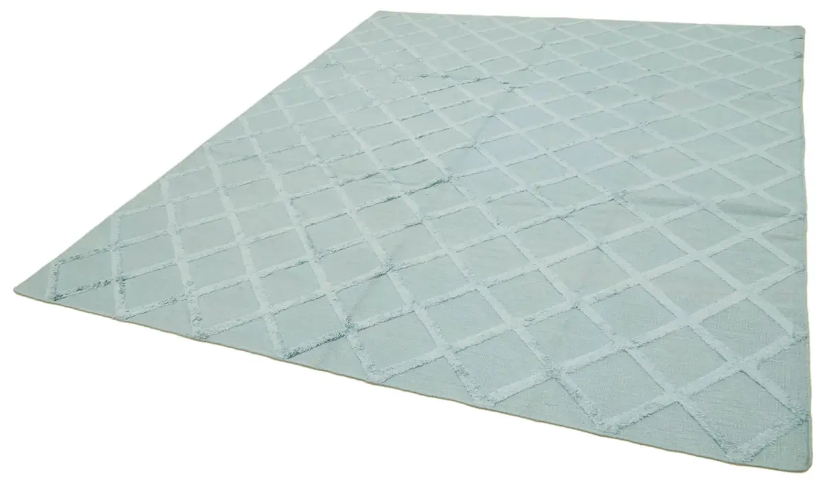 Nepal Mavi Pamuk Üzerine Yün El Dokuma Halı-246x305 - Görsel 3