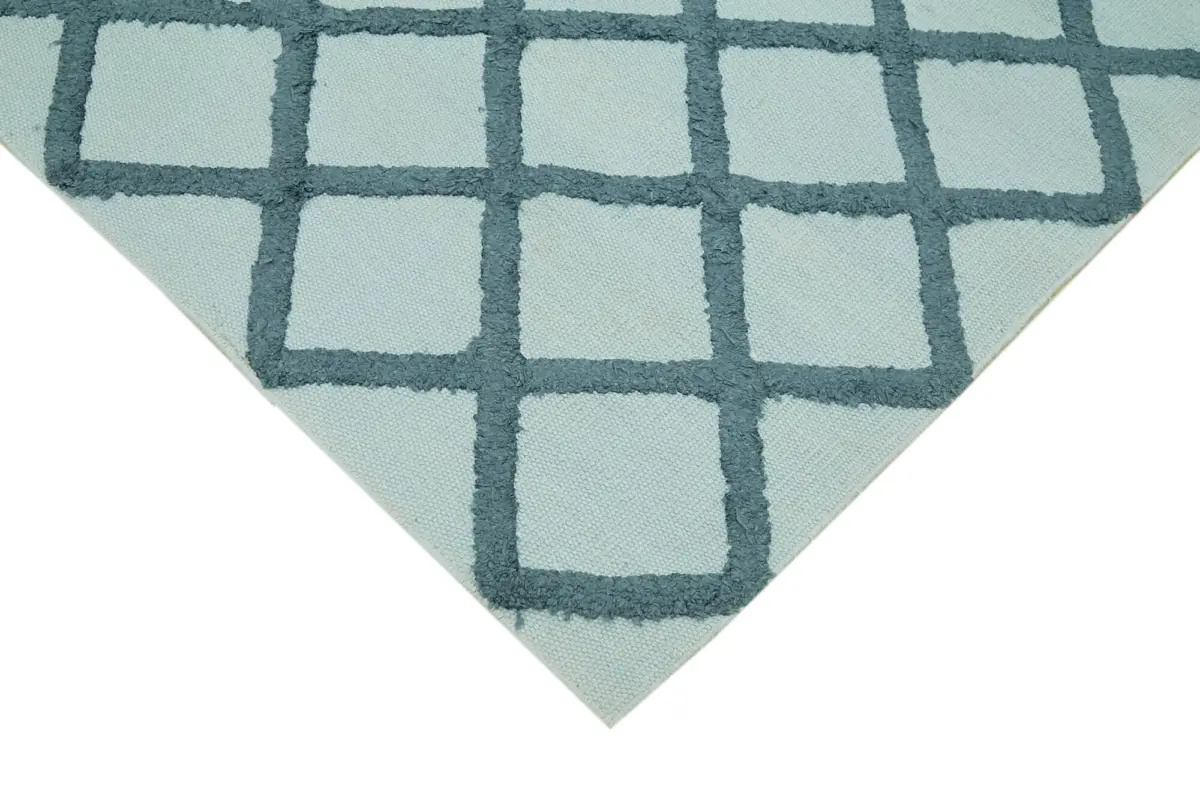 Nepal Mavi Pamuk Üzerine Yün El Dokuma Halı-246x305 - Görsel 4