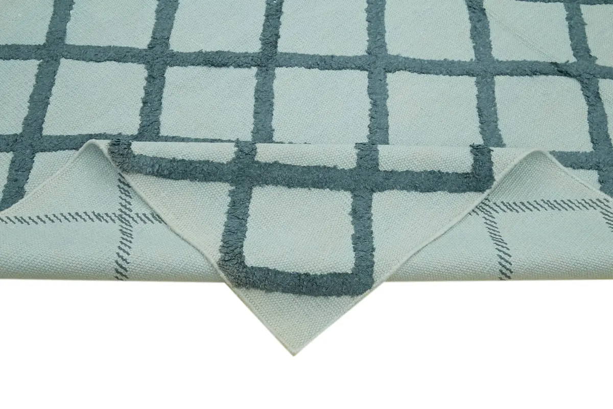 Nepal Mavi Pamuk Üzerine Yün El Dokuma Halı-246x305 - Görsel 6