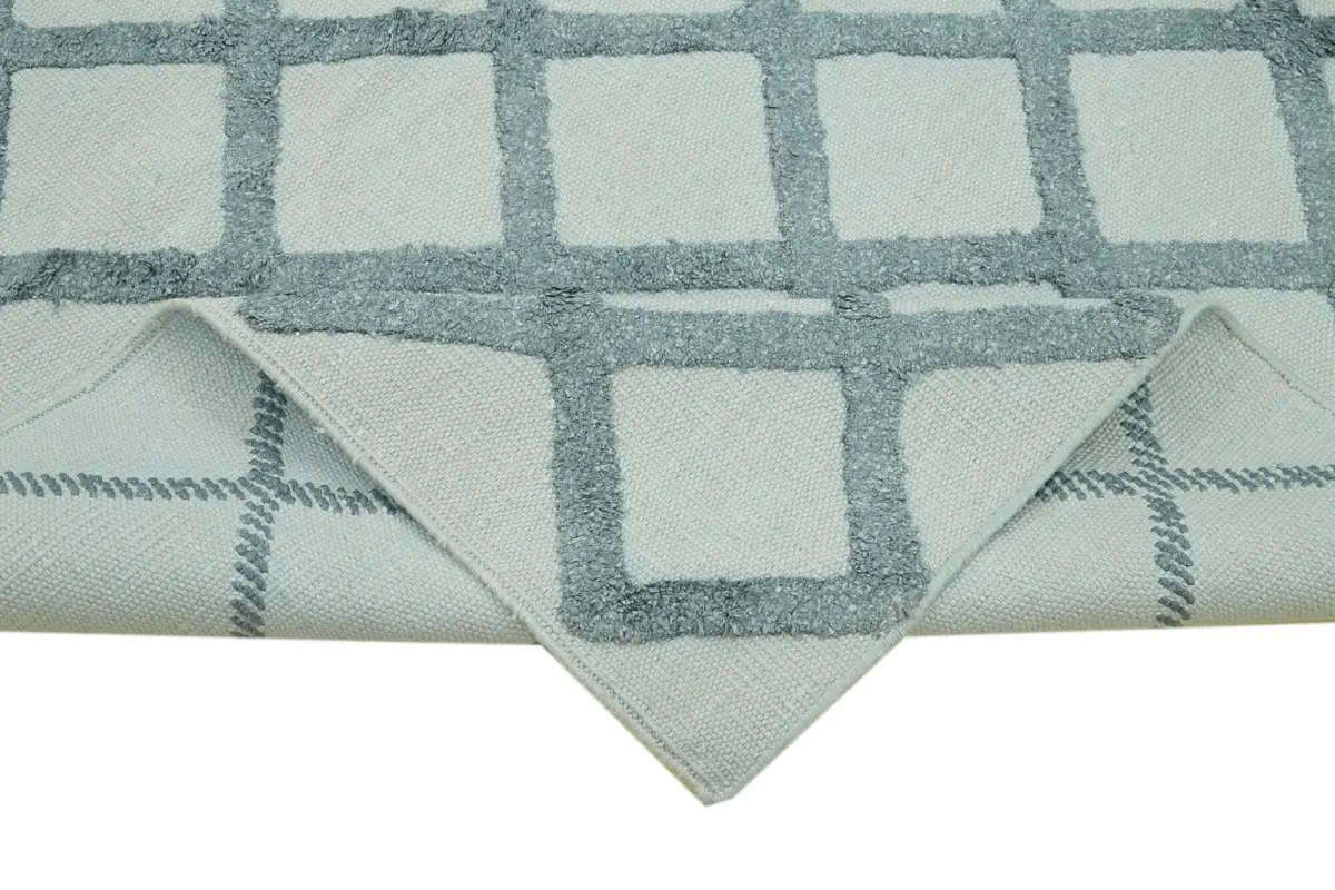 Nepal Mavi Pamuk Üzerine Yün El Dokuma Halı-246x305 - Görsel 6