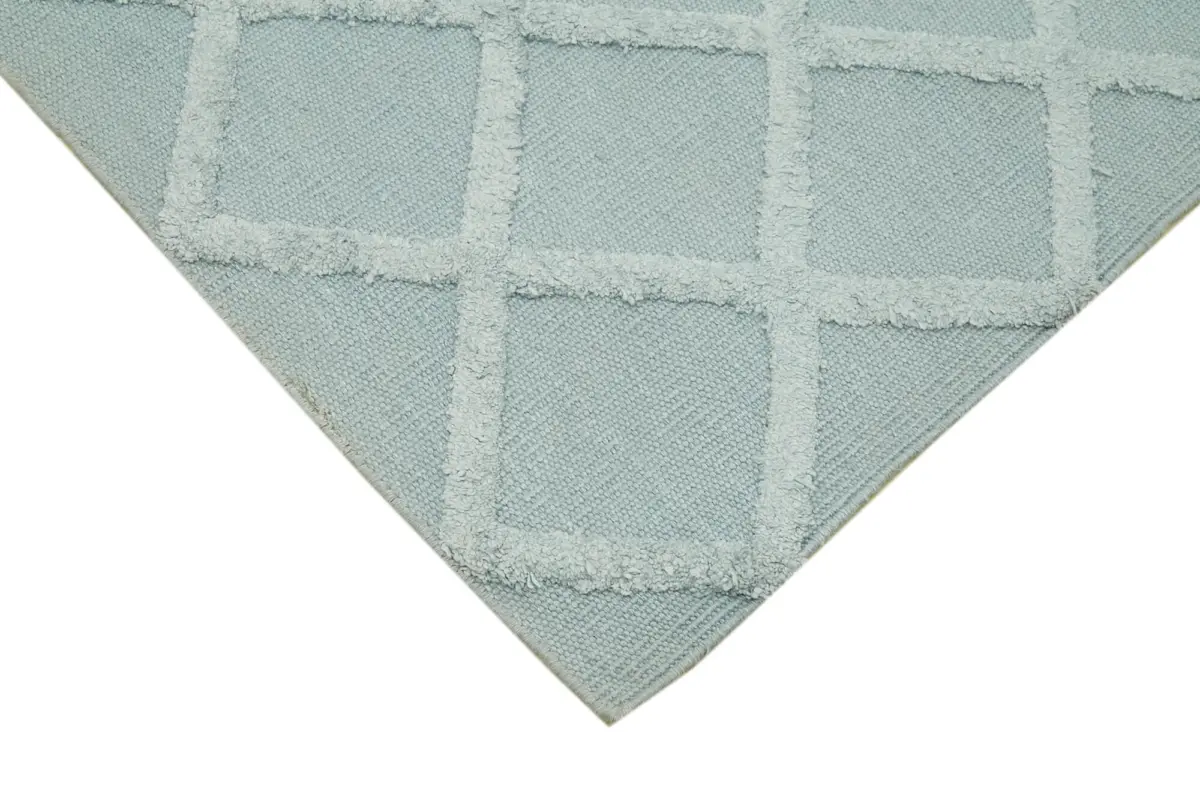 Nepal Mavi Pamuk Üzerine Yün El Dokuma Halı-246x305 - Görsel 4