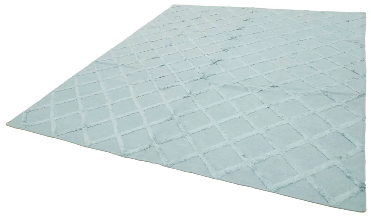 Nepal Mavi Pamuk Üzerine Yün El Dokuma Halı-246x305 - Görsel 3