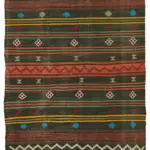 Kıl Çizgili Siyah Keçi Kılı İpliğinden El Dokuma Kilim-201x342