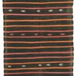 Kıl Çizgili Siyah Keçi Kılı İpliğinden El Dokuma Kilim-166x313