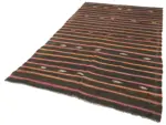 Kıl Çizgili Siyah Keçi Kılı İpliğinden El Dokuma Kilim-166x313 - Görsel 3