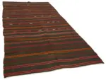 Kıl Çizgili Siyah Keçi Kılı İpliğinden El Dokuma Kilim-167x353 - Görsel 2