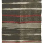 Kıl Çizgili Kahverengi Keçi Kılı İpliğinden El Dokuma Kilim-190x337