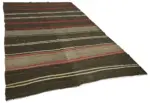 Kıl Çizgili Kahverengi Keçi Kılı İpliğinden El Dokuma Kilim-190x337 - Görsel 2