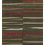 Kıl Çizgili Kahverengi Keçi Kılı İpliğinden El Dokuma Kilim-144x297