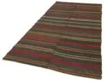 Kıl Çizgili Kahverengi Keçi Kılı İpliğinden El Dokuma Kilim-144x297 - Görsel 3