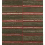 Kıl Çizgili Kahverengi Keçi Kılı İpliğinden El Dokuma Kilim-130x253