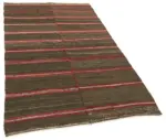 Kıl Çizgili Kahverengi Keçi Kılı İpliğinden El Dokuma Kilim-130x253 - Görsel 2