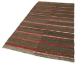 Kıl Çizgili Kahverengi Keçi Kılı İpliğinden El Dokuma Kilim-130x253 - Görsel 3