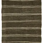 Kıl Çizgili Kahverengi Keçi Kılı İpliğinden El Dokuma Kilim-185x354